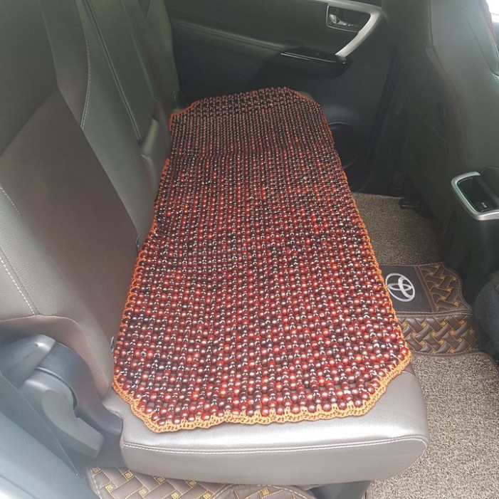 Sản Phẩm Đệm hạt gỗ tựa lưng massage ghế ô tô, kiêm dải lót hàng ghế sau 100% gỗ Cẩm Lai tự nhiên. Dạng đan kết diềm mép