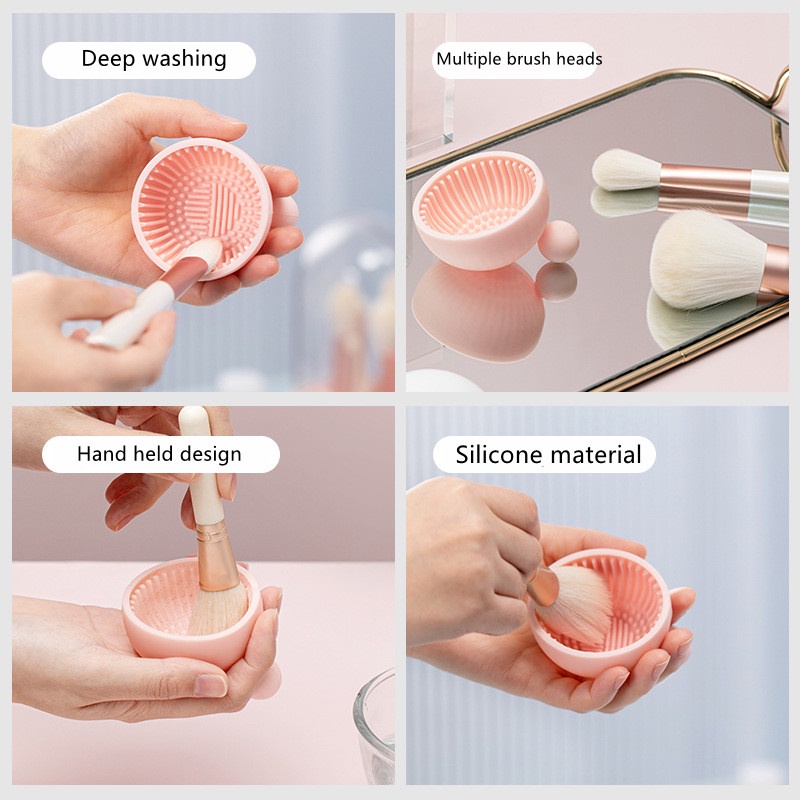 Đĩa Vệ Sinh Cọ Trang Điểm Bằng Silicone / Bền Hình Cầu Đơn Giản Hiện Đại