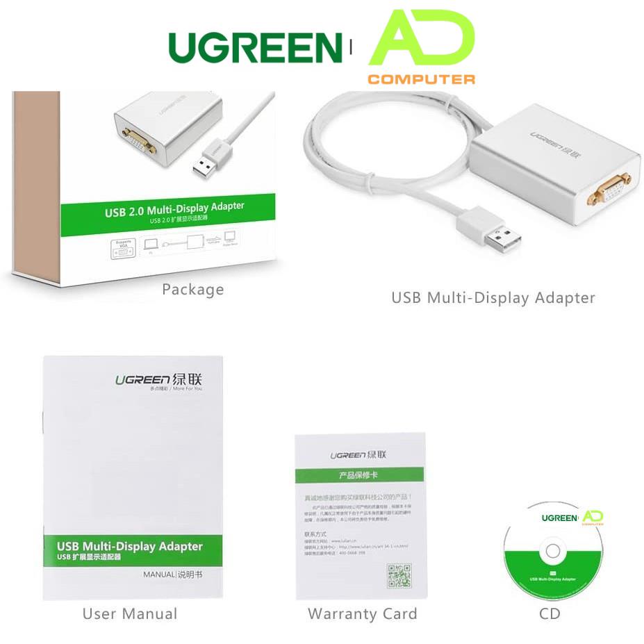 Bộ chuyển đổi USB 2.0 sang VGA vỏ hợp kim UGREEN 40244