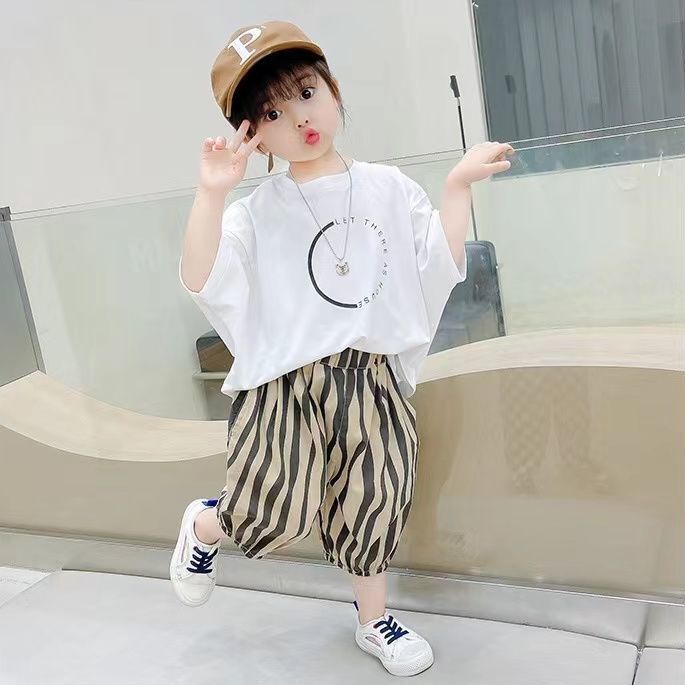 Set Áo Thun Tay Ngắn + Quần Dài Thiết Kế Mỏng Thời Trang Mùa Hè Dành Cho Bé Gái 2022