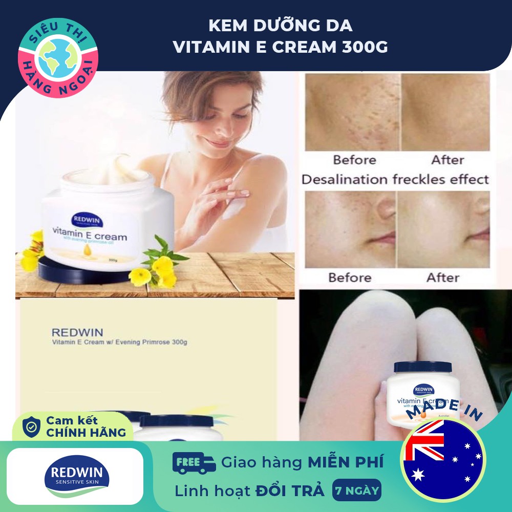 Kem Dưỡng Ẩm, Mềm Mịn Da Úc Redwin Vitamin E Cream With Evening Primrose Oil 300g