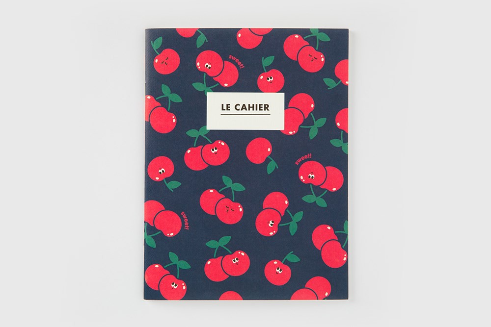 Tập Ghi Chú ARTBOX Hàn Quốc Màu Xanh Navy Hình Cherry Đỏ Mộng