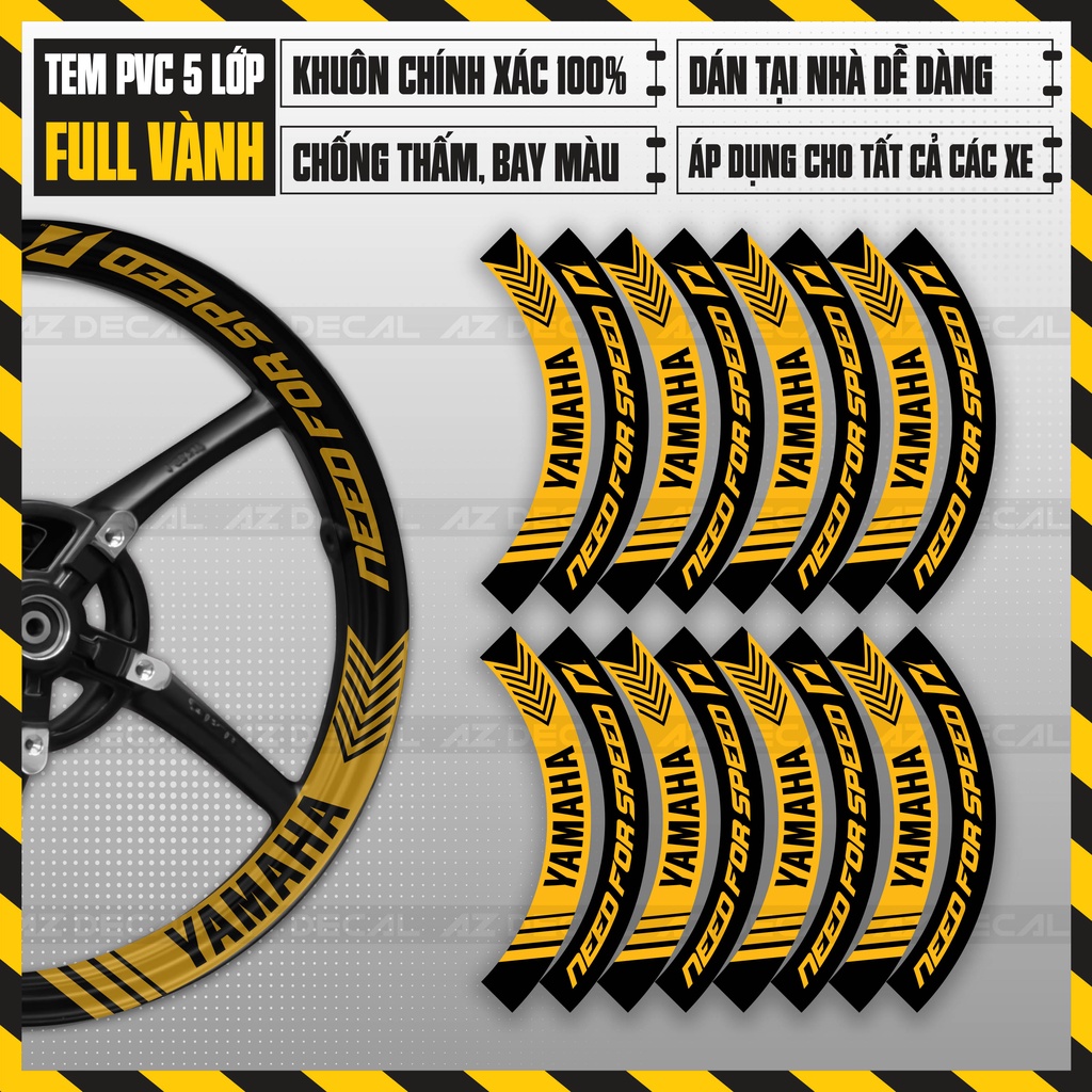 Tem Vành Dán Xe Máy Yamaha Mẫu Need For Speed | FullV25 | Team Decal Dán Đủ 2 Bánh Xe Exciter 150 155 Sirius R15V3 ...