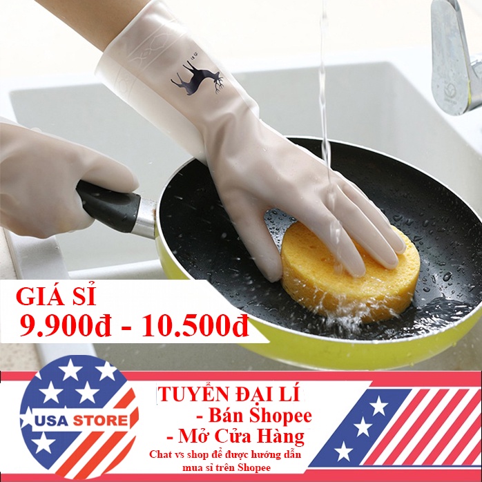 GĂNG TAY CAO SU CON HƯƠU V8 Trắng - SIÊU BỀN, SIÊU DAI - RỬA BÁT, LÀM BẾP, LÀM VƯỜN, DỌN DẸP - BẢO VỆ DA