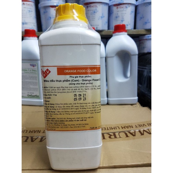 Màu thực phẩm  dạng nước  màu xanh lá, Tím, Nâu, Đỏ, vàng, Cam, xanh dương, hồng.