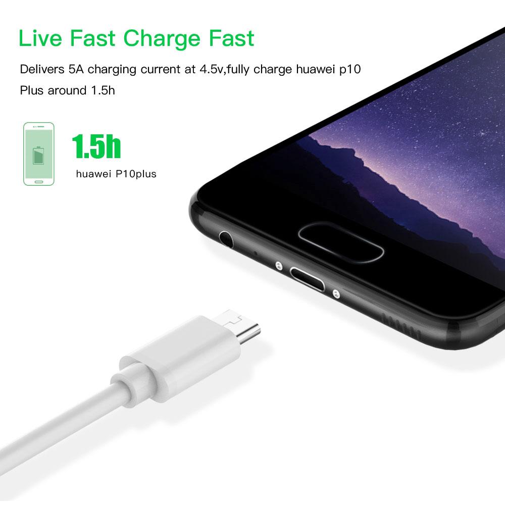 Dây cáp sạc nhanh 5A USB Type C dành cho Android Huawei Xiaomi