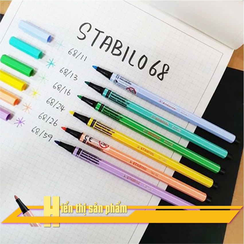 Bộ 9 bút lông STABILO Pen68 1.0mm màu đen + sách tô màu SACB (PN68/BK-C9G)