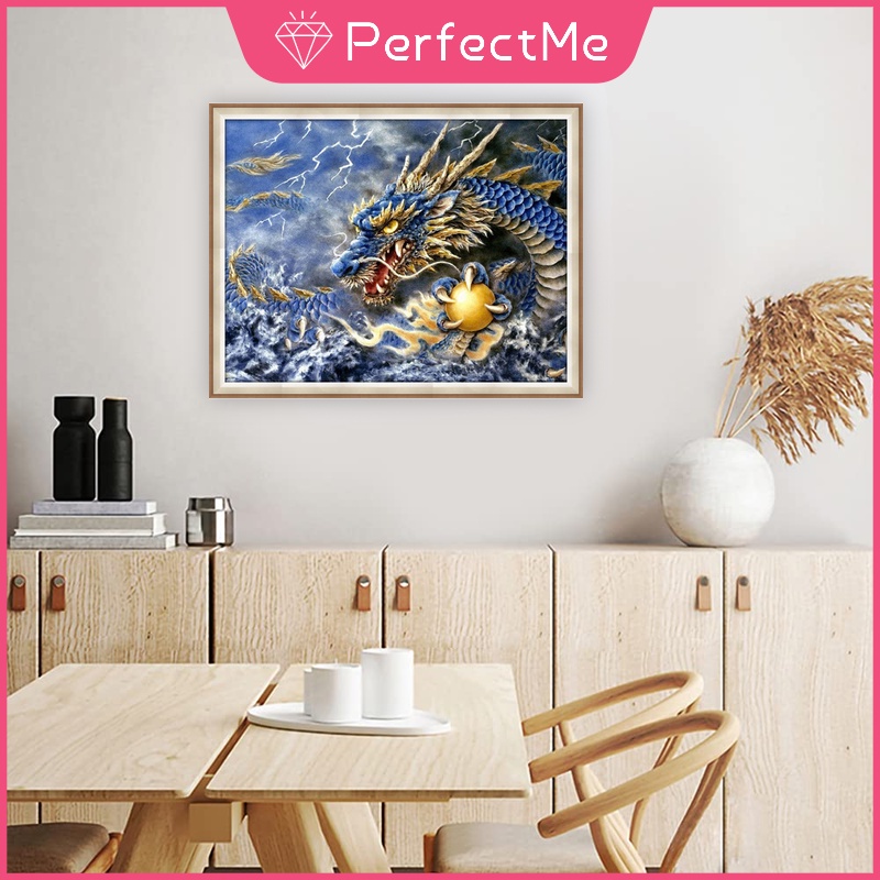 Bộ Tranh Đính Đá 5D Tự Làm Hình Rồng 50x40cm Trang Trí Nhà Cửa