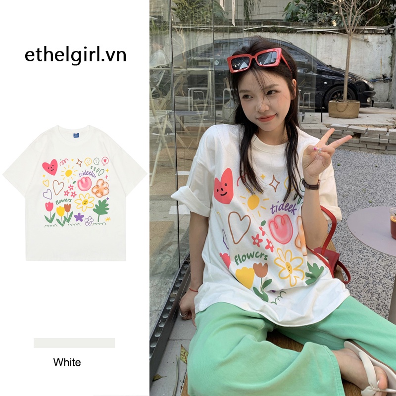 Áo Thun Tay Ngắn Dáng Rộng Hợp Thời Trang Cho Nữ