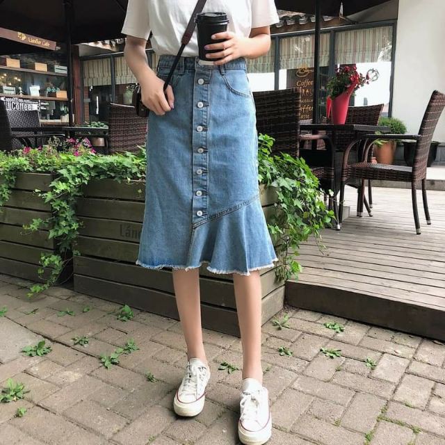 Váy jeans đuôi cá dáng dài ulzzang -Hàng nhập khẩu