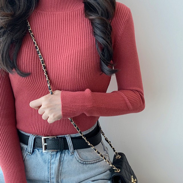 Áo len Xiaozhainv dài tay cổ lọ màu trơn thời trang cho nữ | BigBuy360 - bigbuy360.vn