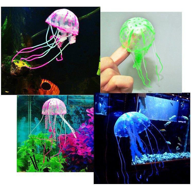 Sứa dạ quang phát sáng sinh vật biển huỳnh quang phụ kiện trang trí bể cá thủy sinh