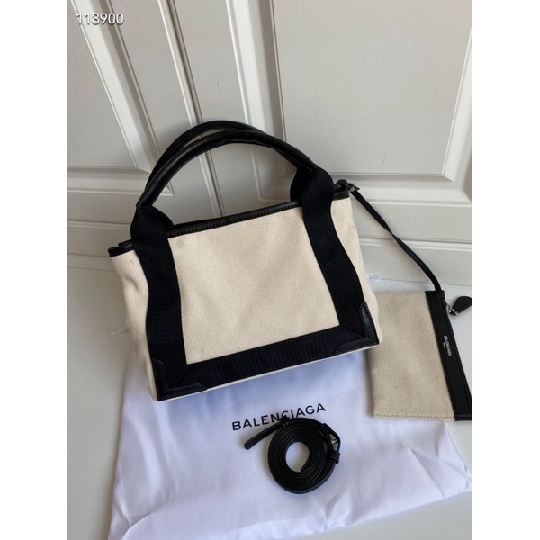 TNS-Túi tote canvas siêu  Balien Cabas tote bag--canvas trắng phối đen sang trọng