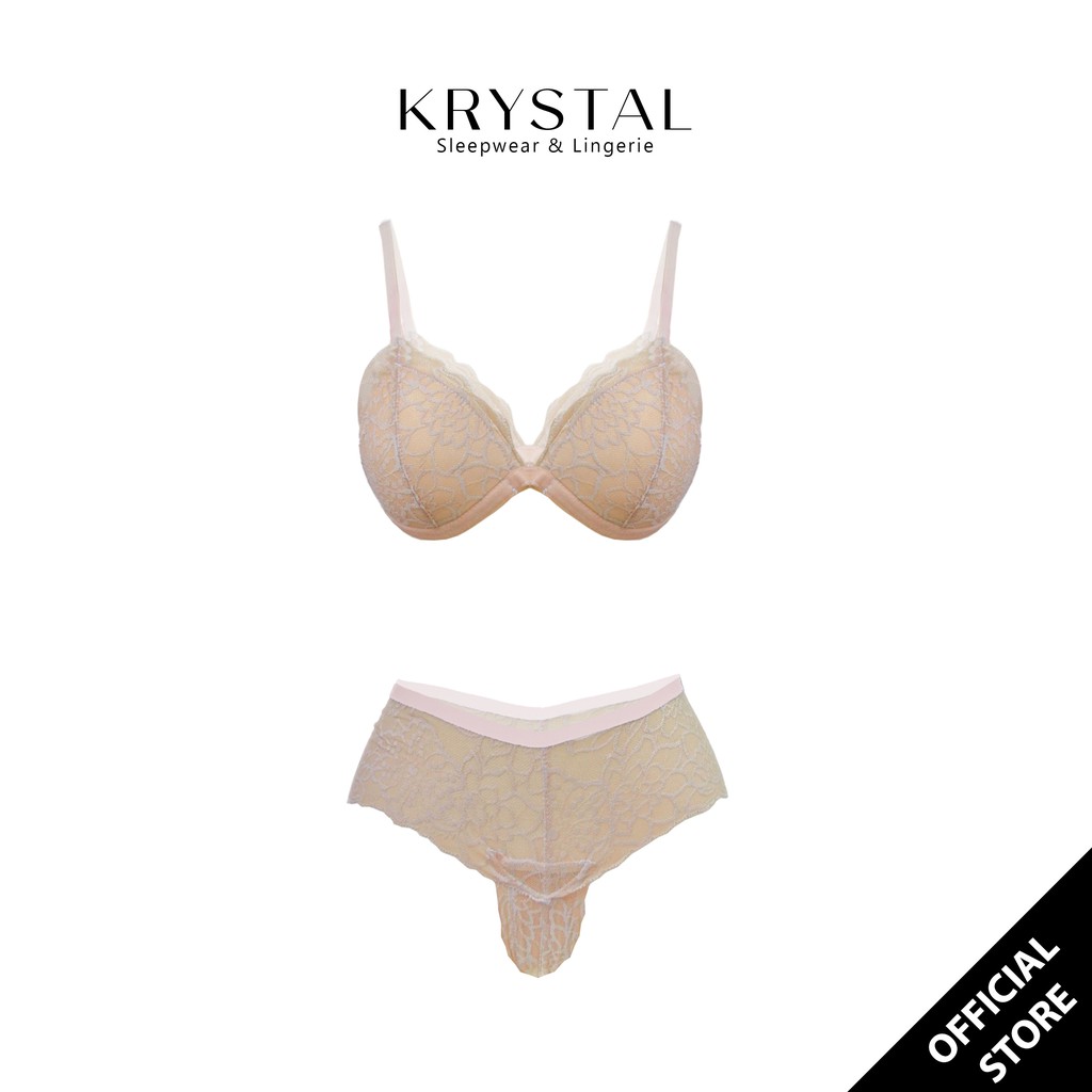 [Mã FASHIONMALLT4 giảm 15% đơn 150k] Bộ đồ lót ren không gọng mút vừa màu Nude sexy gợi cảm KRYSTAL Bralette KB41