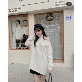 Áo len hở vai một bên hàng QC