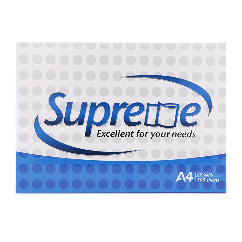 Giấy A4 Supreme 80 Gsm Xuất Xứ Thailand- Chất Lượng Giấy Cao,Được Làm 100% Từ Sợi Gỗ, Láng Mịn, Không Bụi, Không Mùi