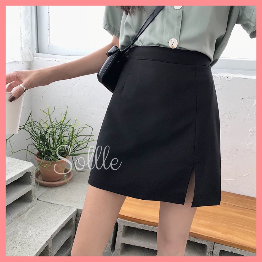 Chân váy ngắn chữ A xẻ tà công sở có quần trong phong cách Hàn Quốc Sollle | BigBuy360 - bigbuy360.vn