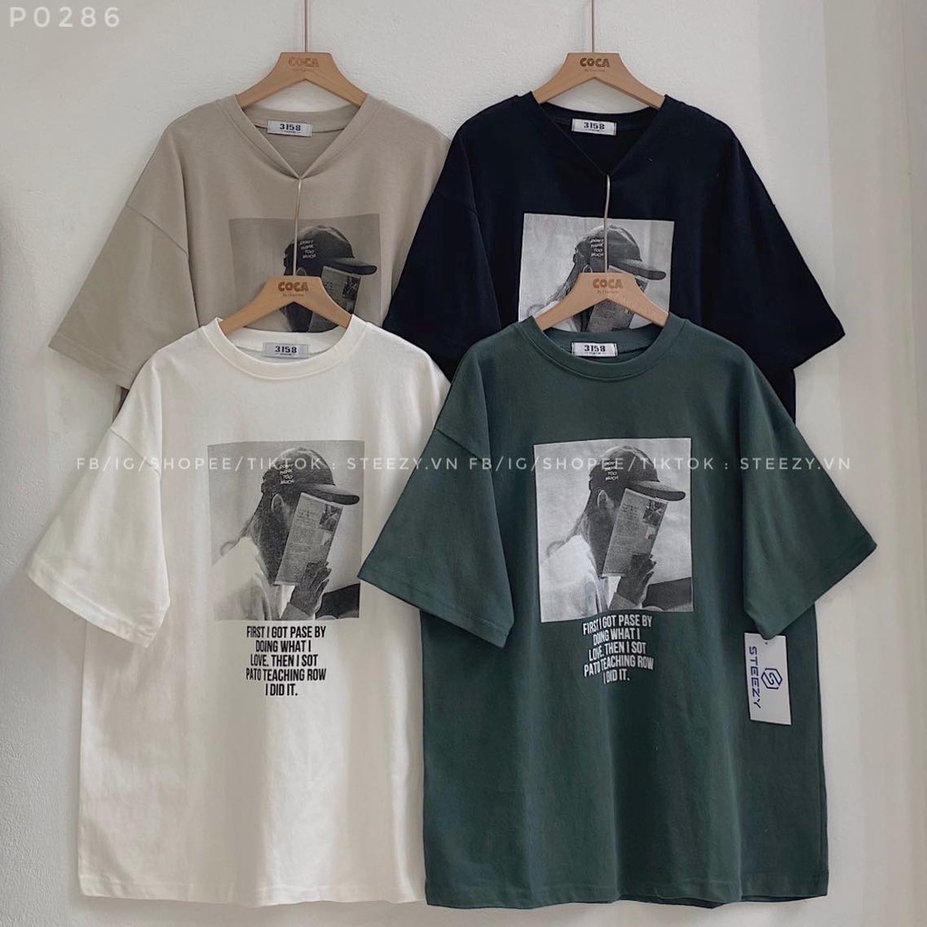 [P0286] Áo thun cotton mặt lông dày in hình cô gái đội mũ chữ FIRST I GOT form rộng ngắn (Có sẵn/Ảnh thật)