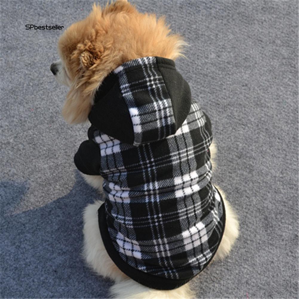 Áo hoodie họa tiết sọc vuông ấm áp dành cho chó cưng