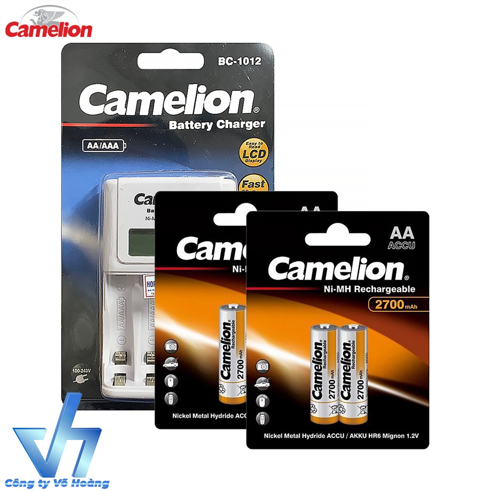Sạc Camelion 1012 kèm 4 pin AA 2700mAh mẫu mới, tự ngắt sạc