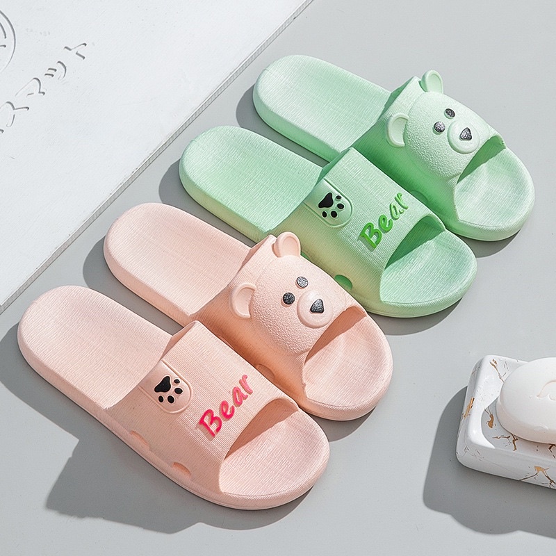 Dép đi trong nhà, văn phòng, nhà tắm hình Gấu Bear đúc nguyên khối dễ thương, chống trơn trượt