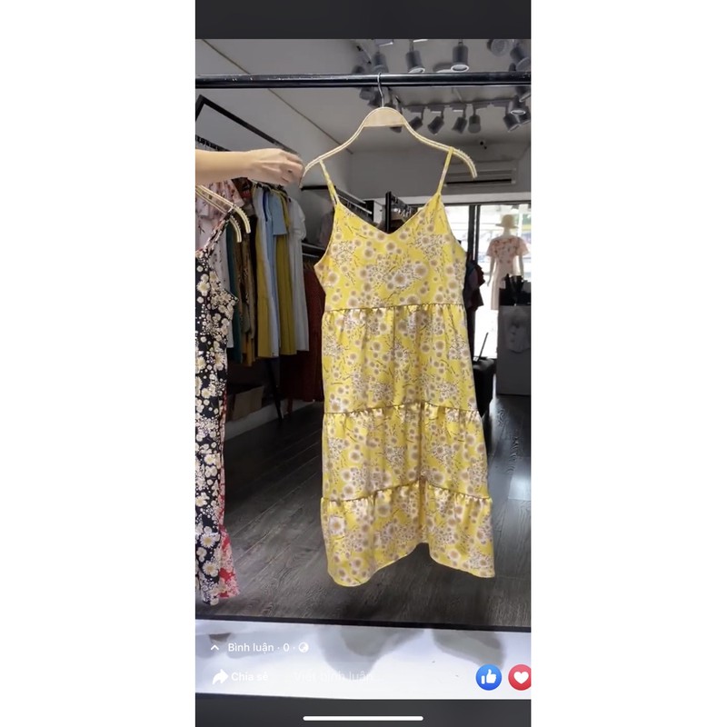 Mặc bao xinh- Váy hoa cúc hai dây, dáng maxi 2 tầng