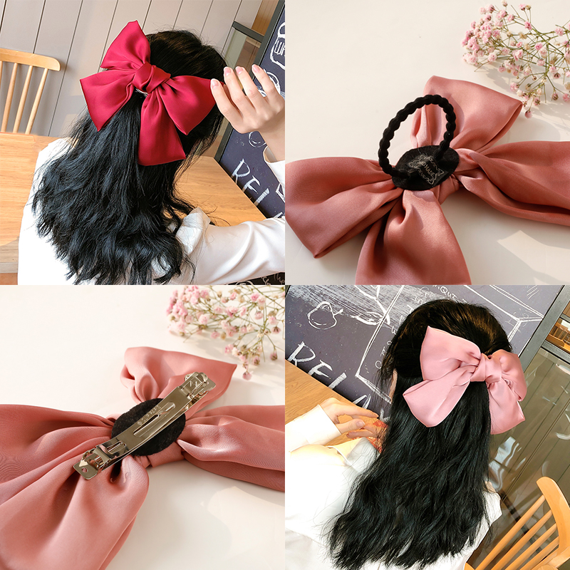 Kẹp tóc phối nơ lớn ngọt ngào dễ thương dành cho nữ