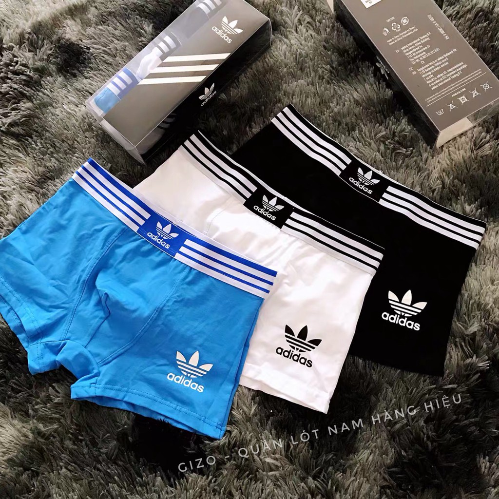 Quần lót nam boxer, quần sịp nam dáng đùi cotton logo 3 lá thêu - DAS01