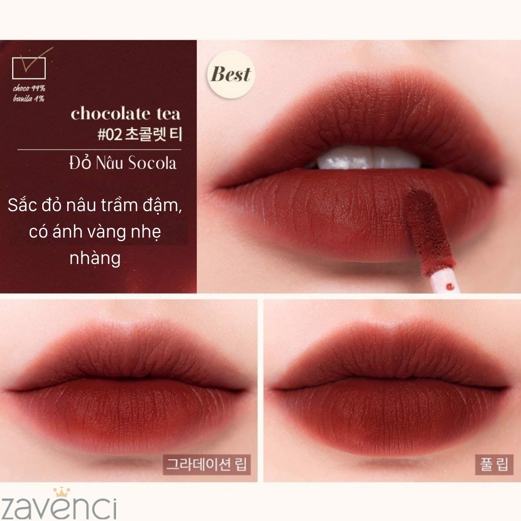 Son Kem Lì ROMAND Milk Tea Velvet Tint Bền Màu Hương Chocolate ( 4g ) | BigBuy360 - bigbuy360.vn