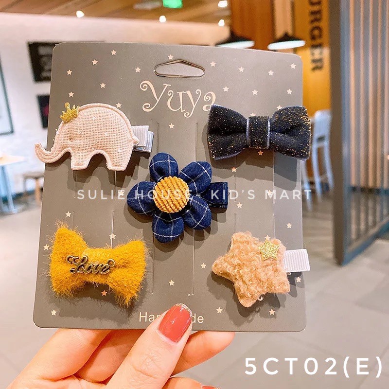 Set 5 kẹp tóc Hàn Quốc cho bé 5CT02