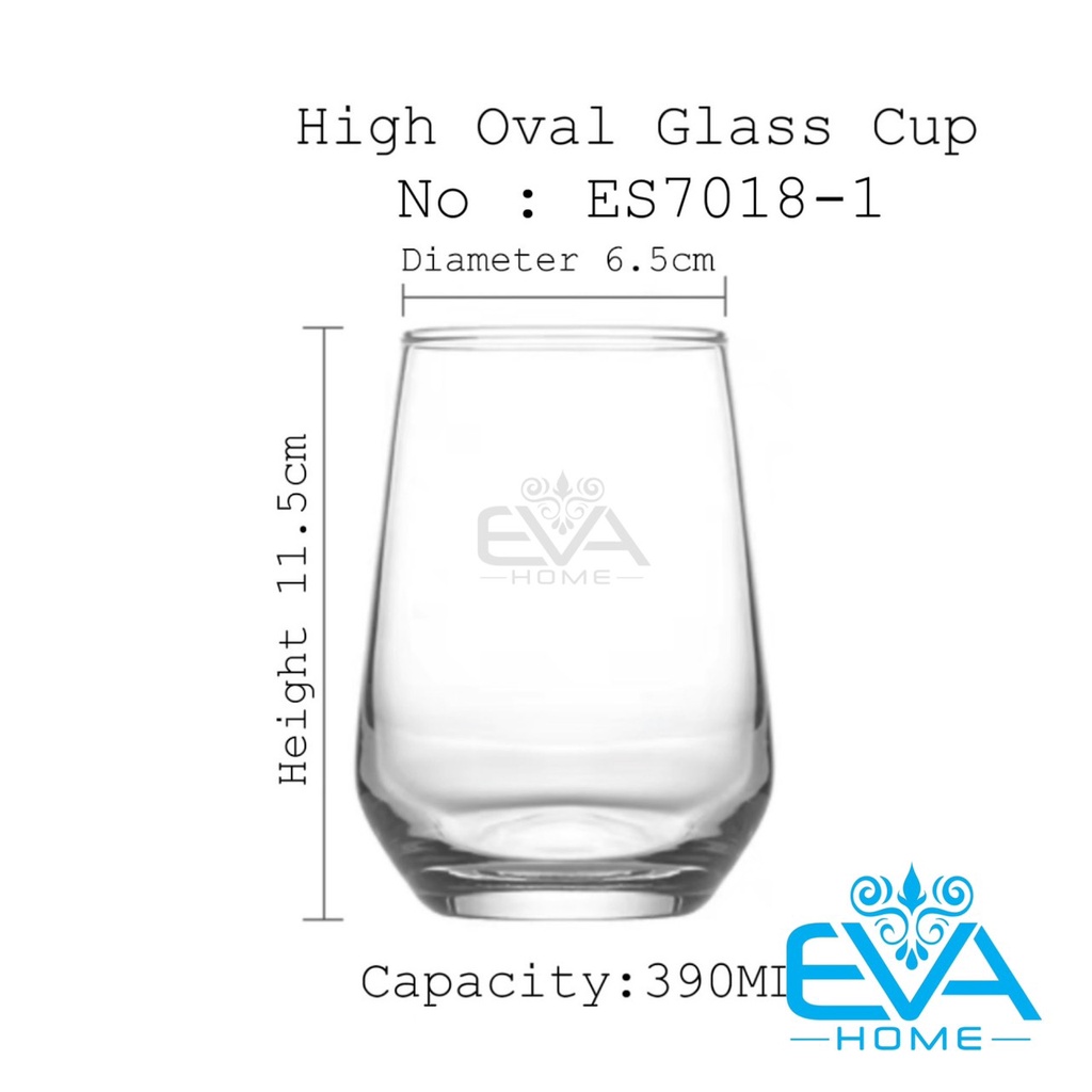 Ly Thuỷ Tinh Uống Nước Chịu Nhiệt Dáng Oval Lỡ 390Ml Hight Oval Glass Cup ES7018-1