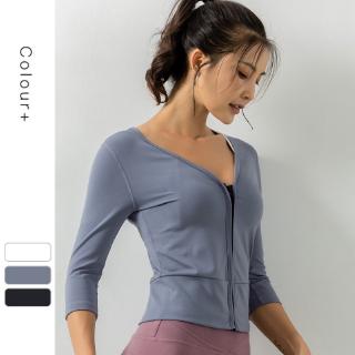 Áo khoác thể thao với khóa kéo co giãn năng động cho nữ