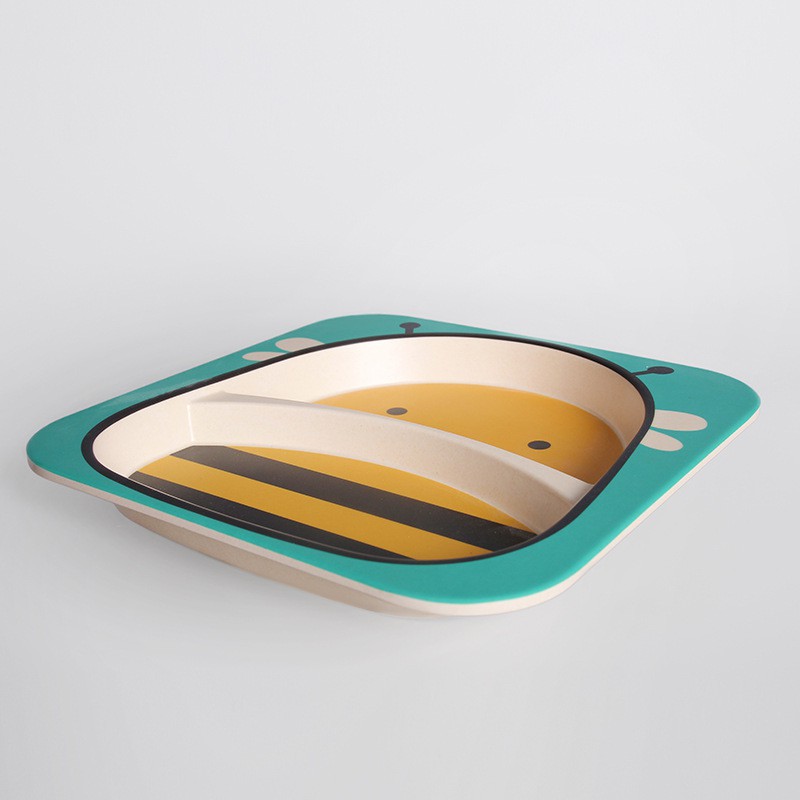 Set Khay Ăn Dặm Cho Bé, 5 món, sợi tre an toàn cho sức khỏe, nhiều họa tiết ngộ nghĩnh