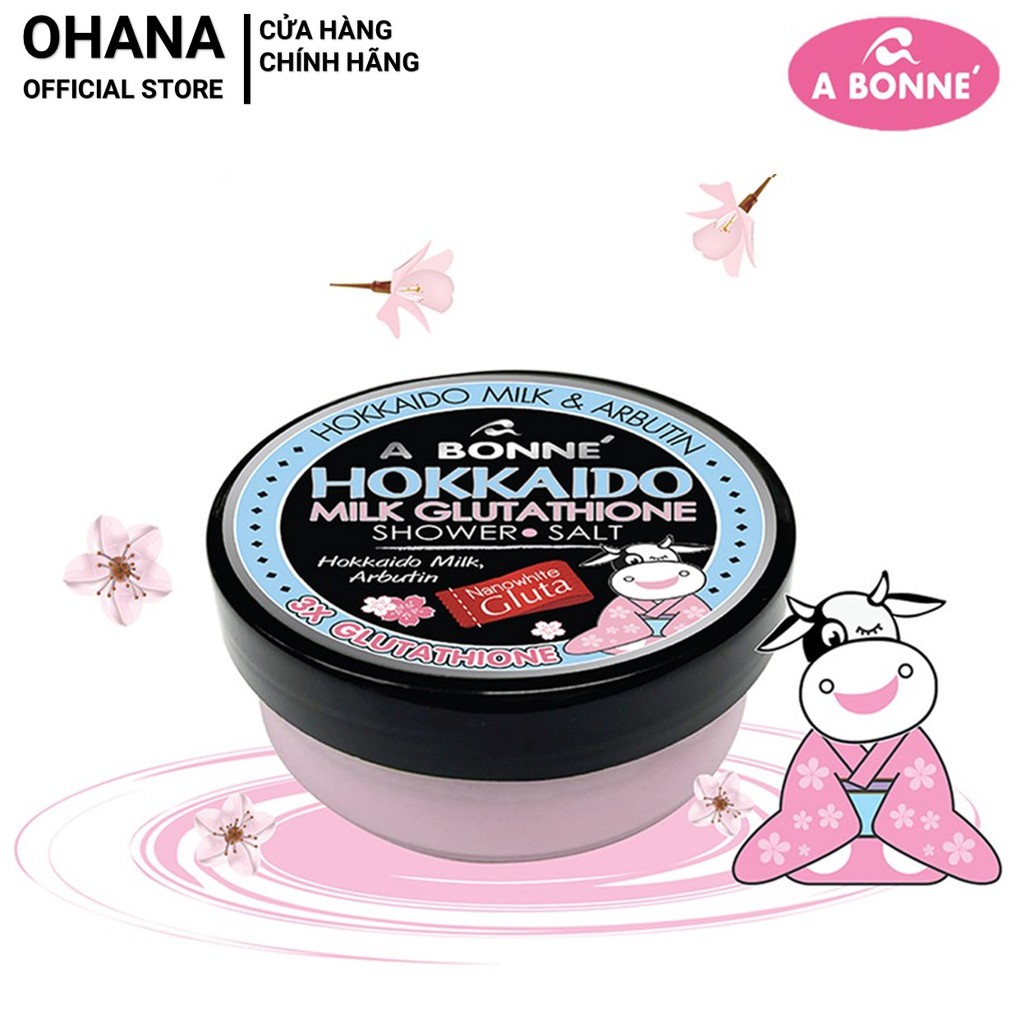 Muối Tắm Sữa Bò A Bonne Hokkaido Tẩy Tế Bào Chết, Trắng Da A Bonne Spa Hokkaido Milk Glutathione Shower Salt 350g (Hũ)