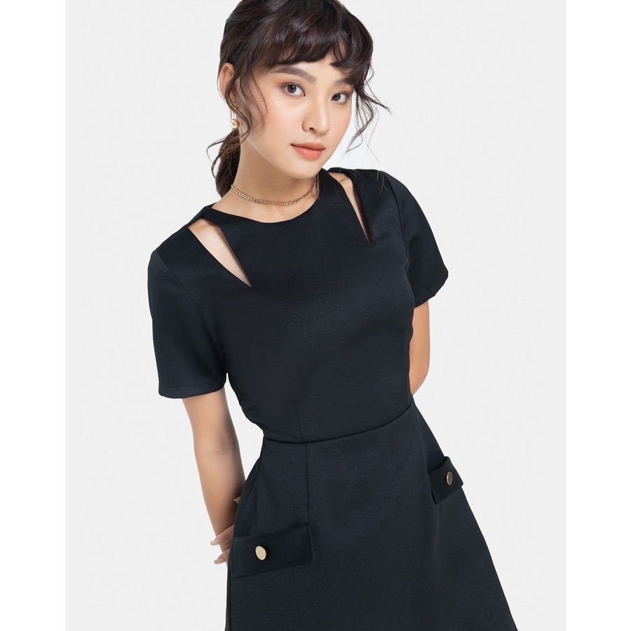 Đầm Mini Thời Trang Nữ JUNO Tay Ngắn Cut Out Vai JNDLU029