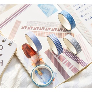Set 5 Washi tape cuộn băng dính HOẠT TIẾT ĐƠN GIẢN nông trại Mây trang trí sổ, album, nhật ký, lưu bút, Bullet Journal