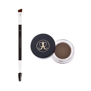 Set gel chân mày + cọ Anastasia Beverly Hills - Dipbrow Pomade + Brush 7B – Dual-Ended Angled Brush Set - Medium Brown