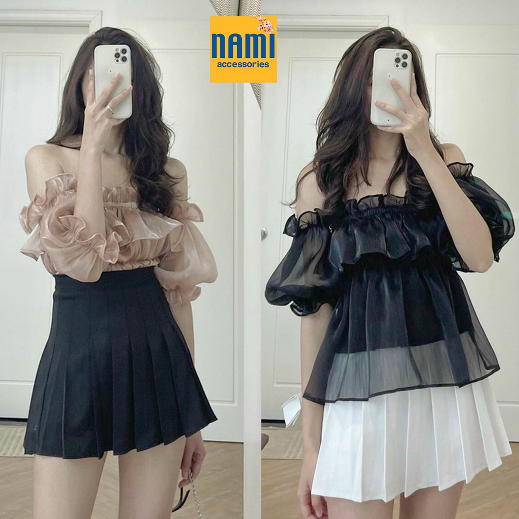 ( HÀNG CHUẨN ĐẸP ) Áo Nhún Bèo Trễ Vai Tay Phồng Tiểu Thư Siêu Đáng Yêu Quyến Rũ Mặc Là Mê - ATNU036