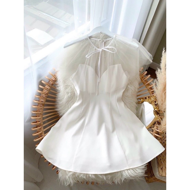 Đầm trắng🌷Hình thật 100%🌷Đầm trắng tay cánh tiên phối voan | BigBuy360 - bigbuy360.vn