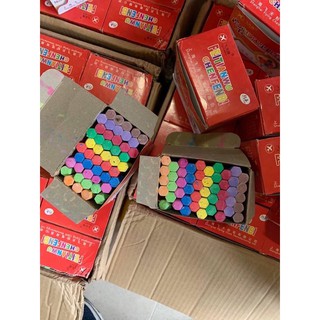Hộp 50 viên phấn màu lục giác,phấn 10 màu viết bảng, phấn màu vẽ tranh