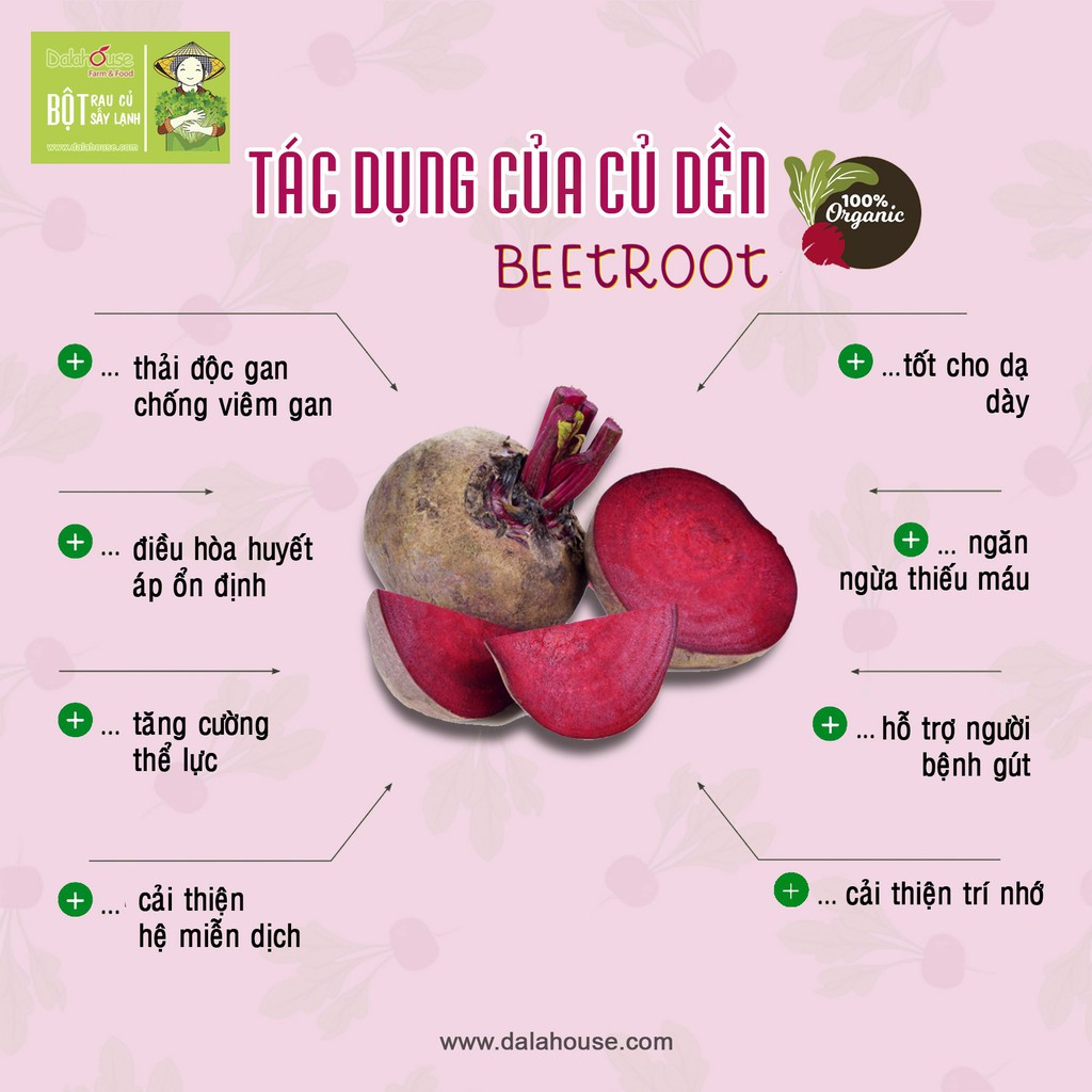 Bột Củ Dền Hữu Cơ Sấy Lạnh Dalahouse 50g