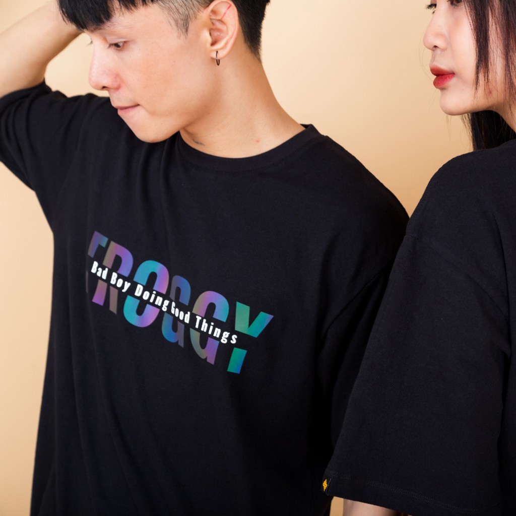 Áo thun tay lỡ FROGGY phông unisex nam nữ cotton cao cấp oversize form rộng hoạ tiết in chữ FROGGY phản quang nhiều màu | BigBuy360 - bigbuy360.vn