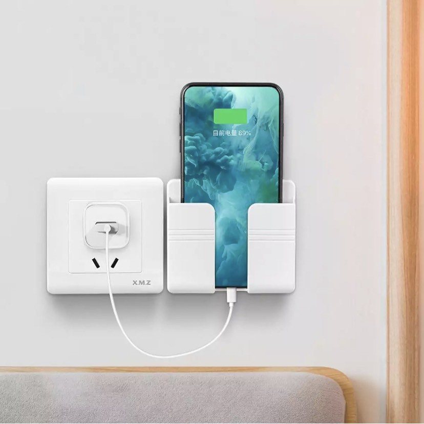 Giá Đỡ Kệ Dán Tường Để Điện Thoại, Remote - Giá Đỡ Sạc Điện Thoại Thông Minh Đa Năng Tiện Lợi