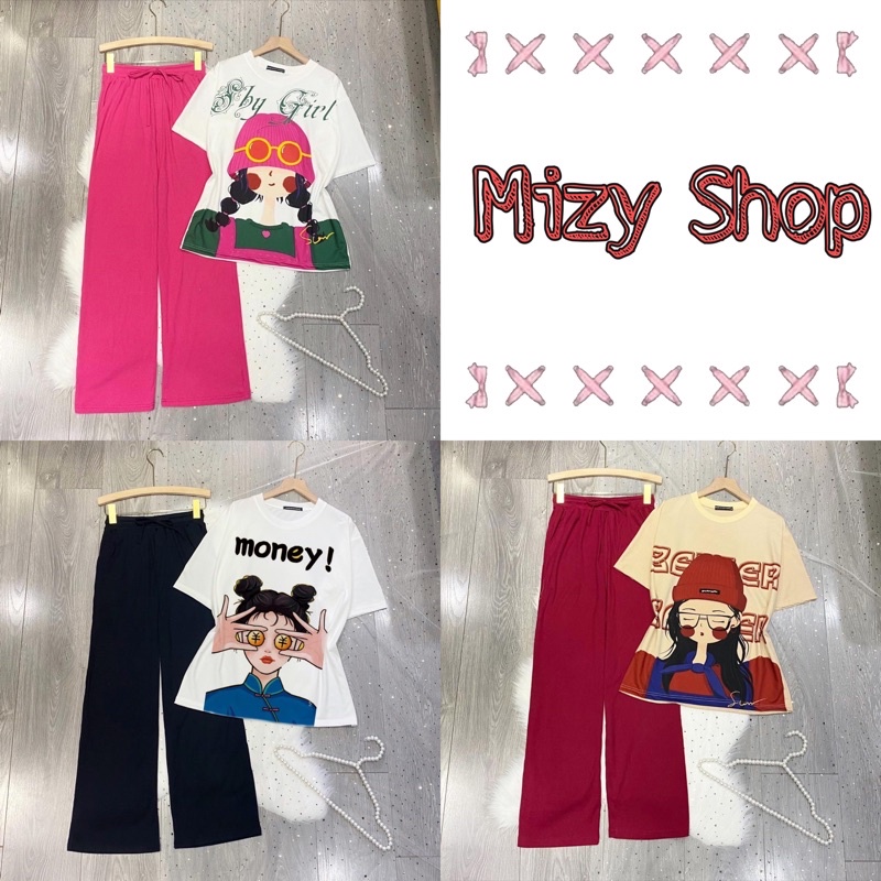 Sét Bộ Áo Thun Tay Lở Hè 3D Quần Suông Gân Ảnh Thật