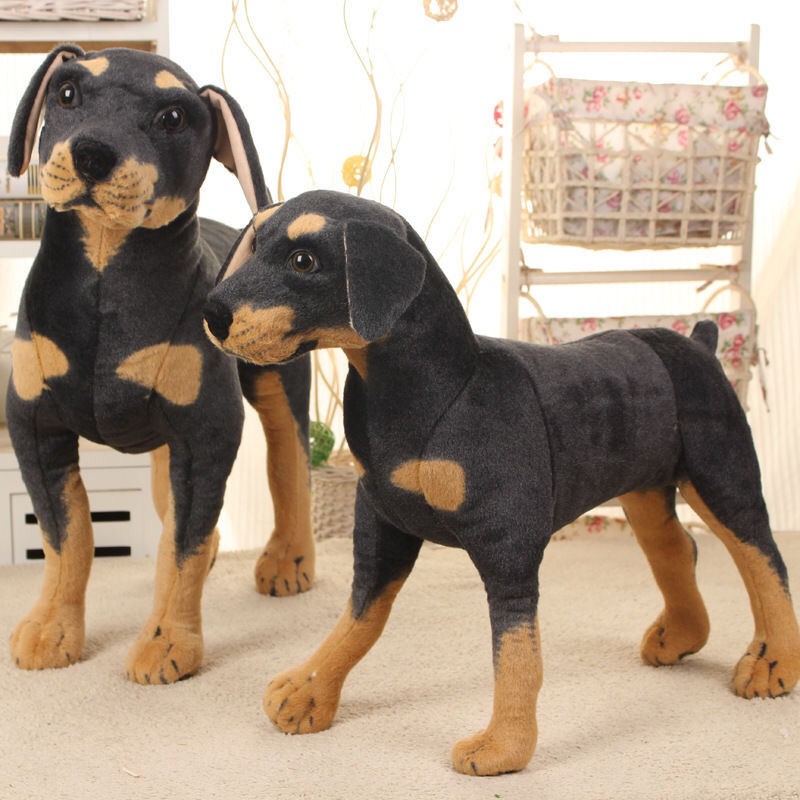 > Động vật mô phỏng quảng cáo Búp bê quà tặng trẻ em Rottweiler màu đen chó đứng đồ chơi sang trọng lớn gối ragdoll
