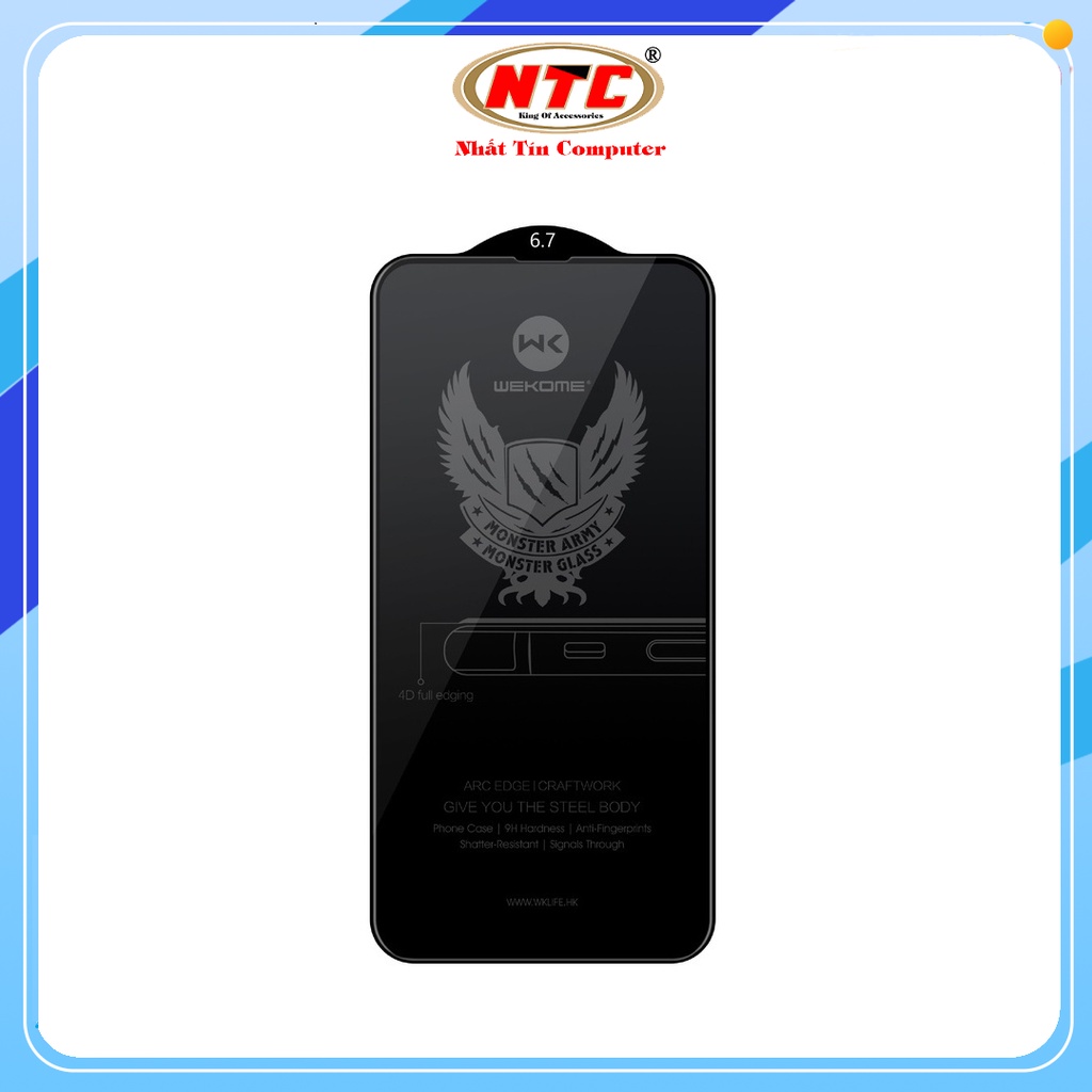 Kính cường lực chống nhìn trộm 4D KingKong WeKome (WK) cho iPhone từ 7 đến 14 Pro max (Đen) - Nhất Tín Computer