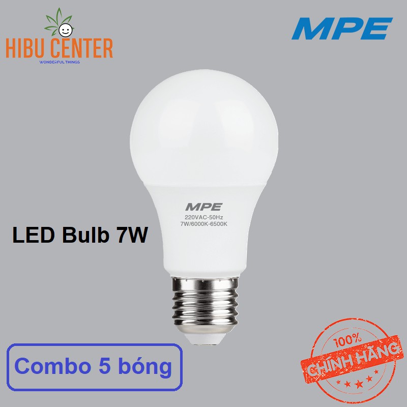 Combo 5 Bóng LED Bulb MPE 3W/ 5W/ 7W Hiệu Suất Ổn Định, Tuổi Thọ 30.000H, Thiết Kế Hiện Đại – Hàng Chính Hãng HIBUCENTER
