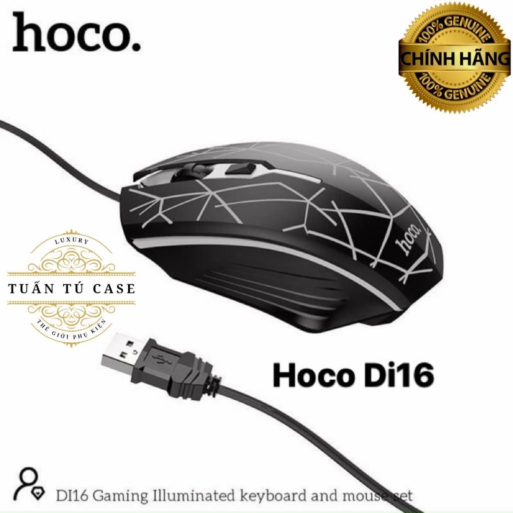 Bộ Bàn Phím Chuột Gaming Hoco Di16 LED RGB Phím Cơ Có Đèn Led Đổi Màu Tích Hợp Khay Điện Thoại