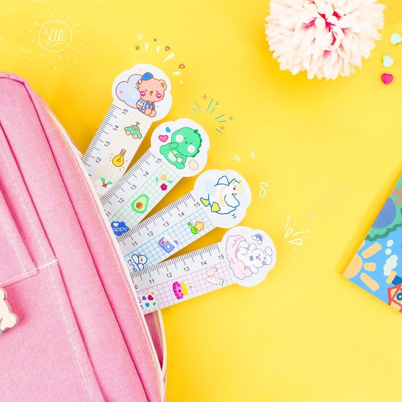 Thước Nhỏ Đo Đánh Dấu Trang Sách Hình Khủng Long Hoạt Hình 15cm