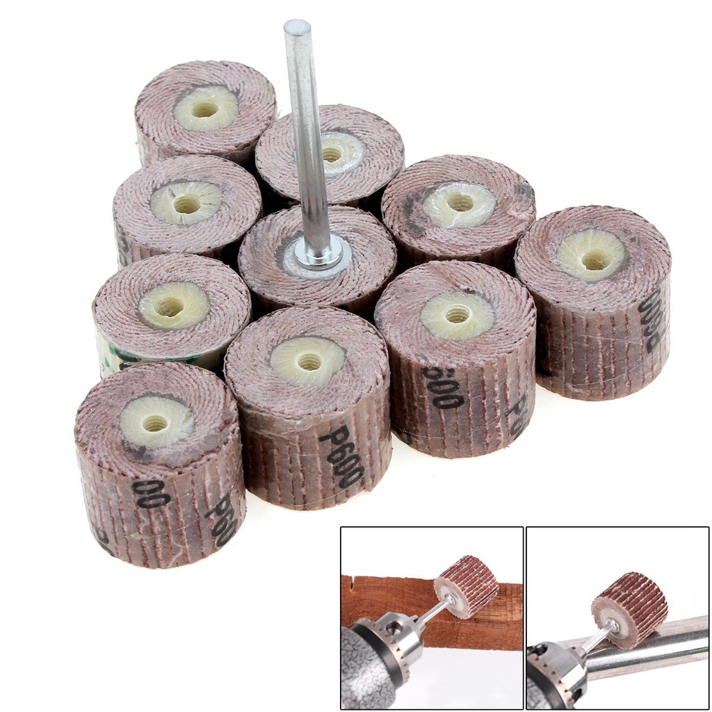 Bộ 10 Đĩa Mài 600 Grit Kèm Đầu Mài 3mm Cho Máy Khoan Mini